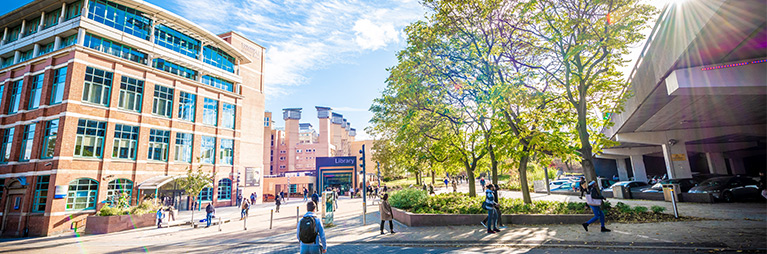 Drawing of Coventry University campus on a sunny day