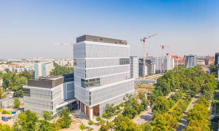 Aerial external view of Wroclaw campus building