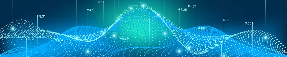 statistical graph with bright lights on a blue background