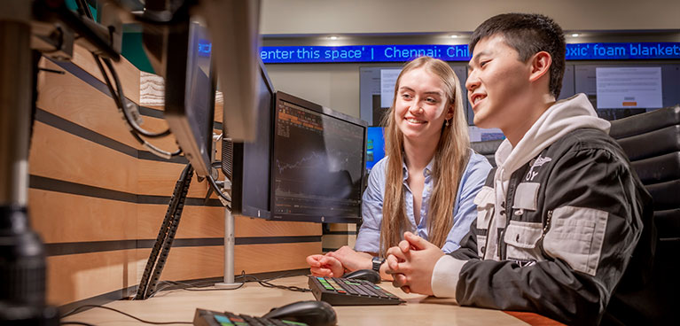 Students working in a computer lab