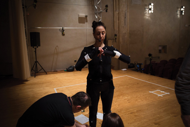 Dancer applying sensors