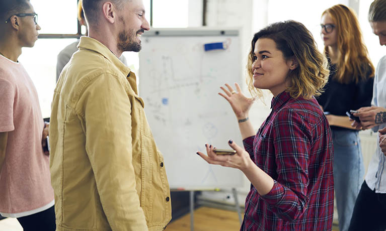 Two people having a discussion.