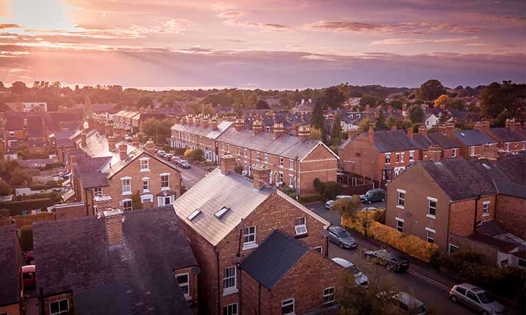 Residential housing from birds eye view