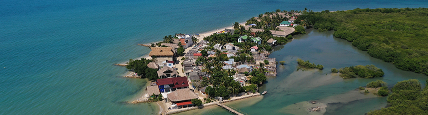 Birds eye view of sea coastal area